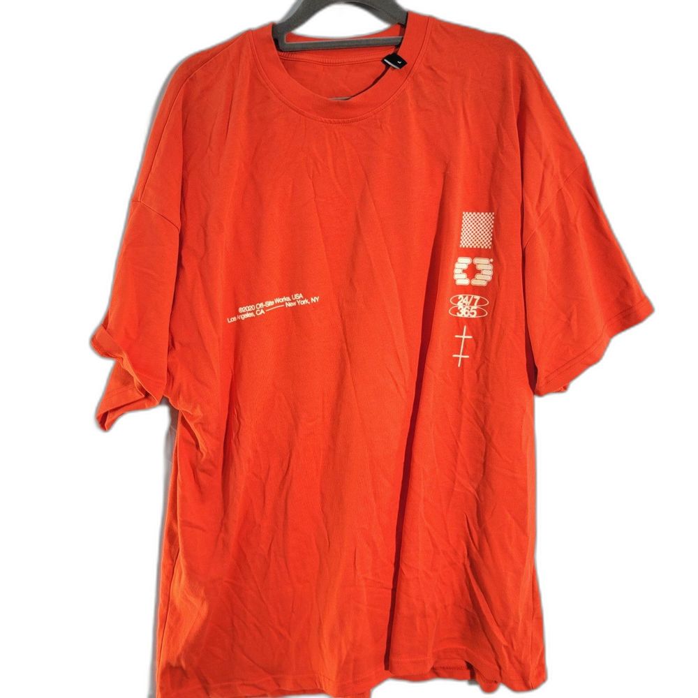 Vintage Printed Orange T-Shirt 100% Cotton Crew Neck (24/7 365 Days)Mens Large